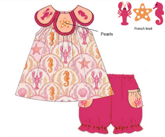 Pre Order 149: August Coast- Girls French Knot Bubble Short Set