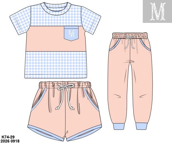 Pre Order 150: Layna Floral & Gingham- Boys 3pc Set