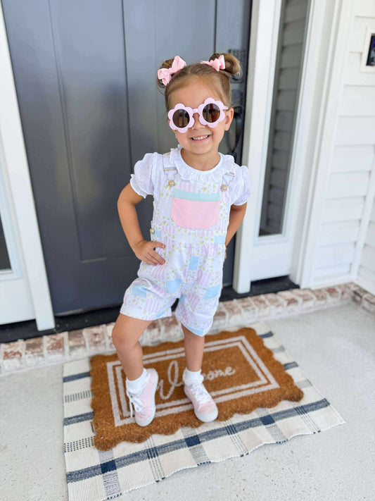 RTS: Polly Patchwork- Girls Woven Overalls