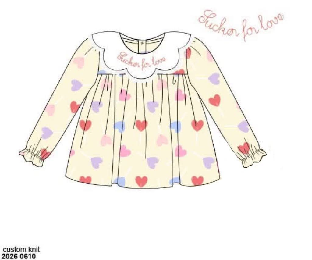 Pre Order 146: Valentines- Girls Sucker For Love Knit Shirt