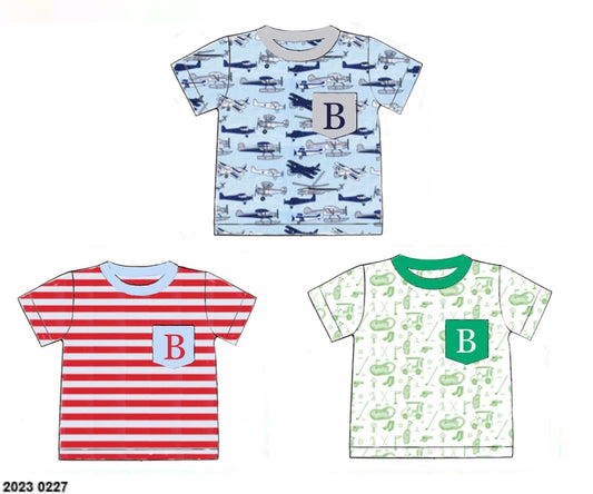 Pre Order 136: 3pc Shirt Pack- Boys Airplane, Golf, and Red Stripe