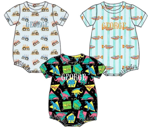 Special Pricing 2.0: 3pc Knit Pack- Boys Gingham Tractor, Colorful Fish, Retro Dino Bubbles