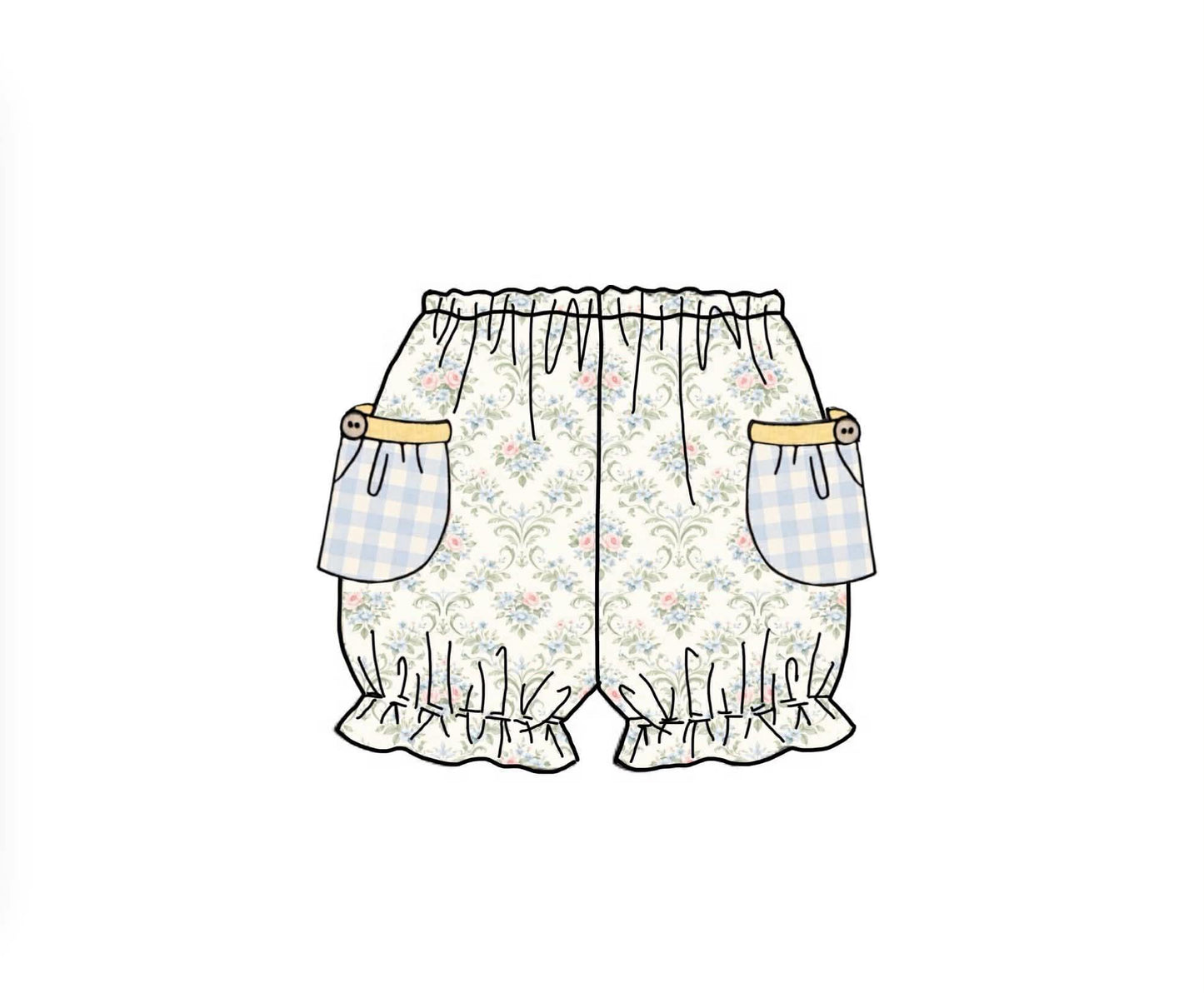 Honey 3: Homestead- Flowers: Girls Floral Woven Bubble Short