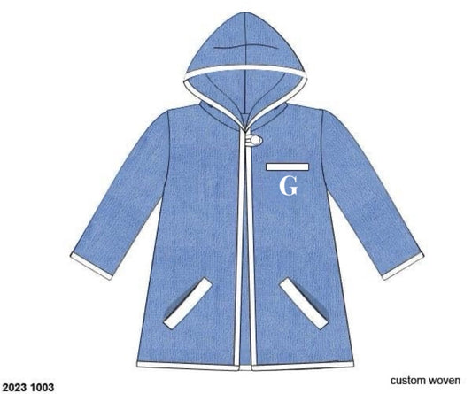 RTS: Terry Cloth Collection- Boys Blue Hooded Cover Up “G”