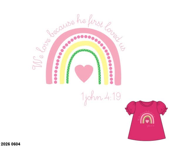 Pre Order 146: Valentines- Girls 1 John 4:19 Knit Shirt
