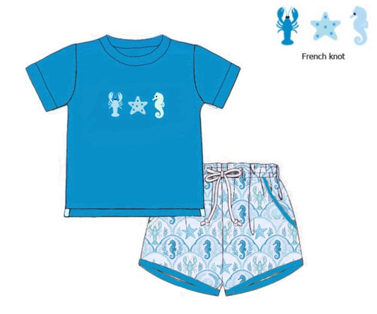 Pre Order 149: August Coast- Boys French Knot Shortie Set