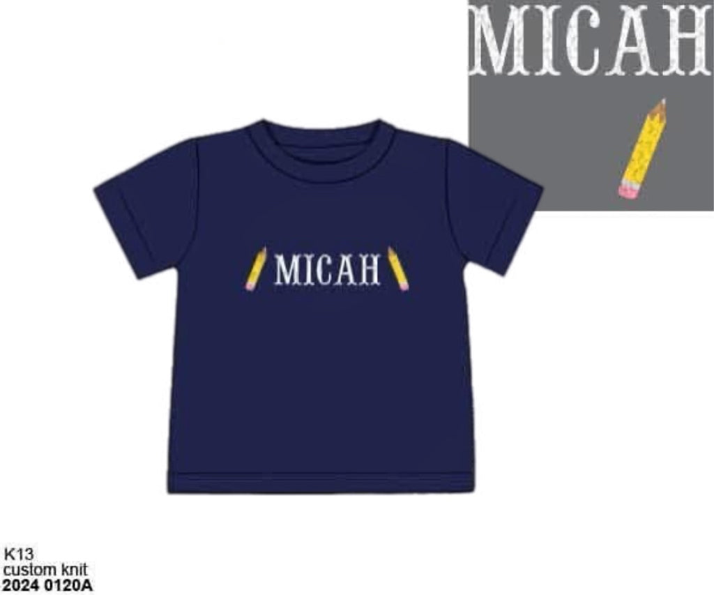 Pre Order 139: BTS Shirt Only- Boys French Knot Pencil Monogram Shirt