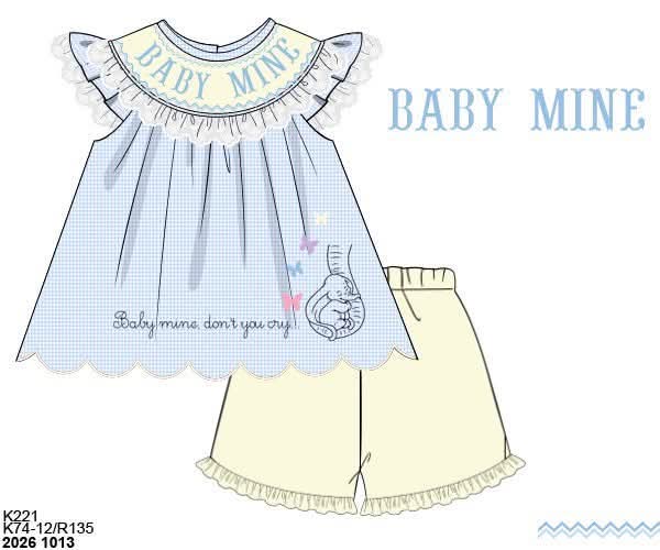 Pre Order 152: Girls Only- Baby Mine Smocked Short Set