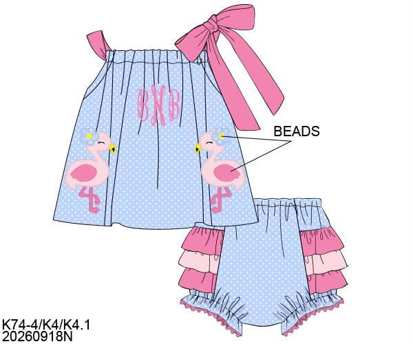 Pre Order 150: Flock of Fun- Girls Knit Bloomer Set