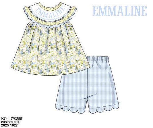 Pre Order 147: Birdie & Blue- Girls Name Smock Woven Short Set