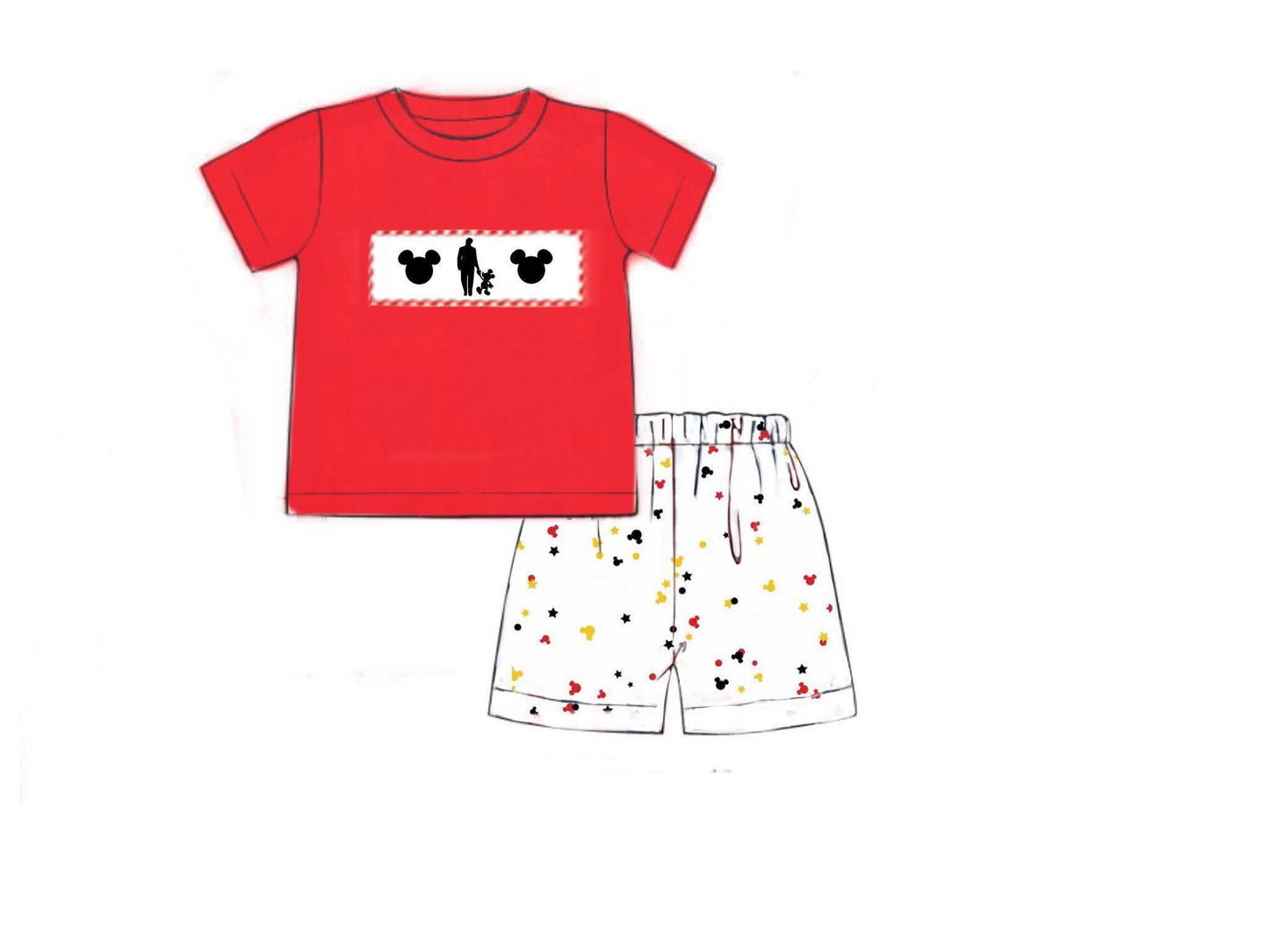 Pre Order 147: Confetti Mouse- Boys Smocked Short Set