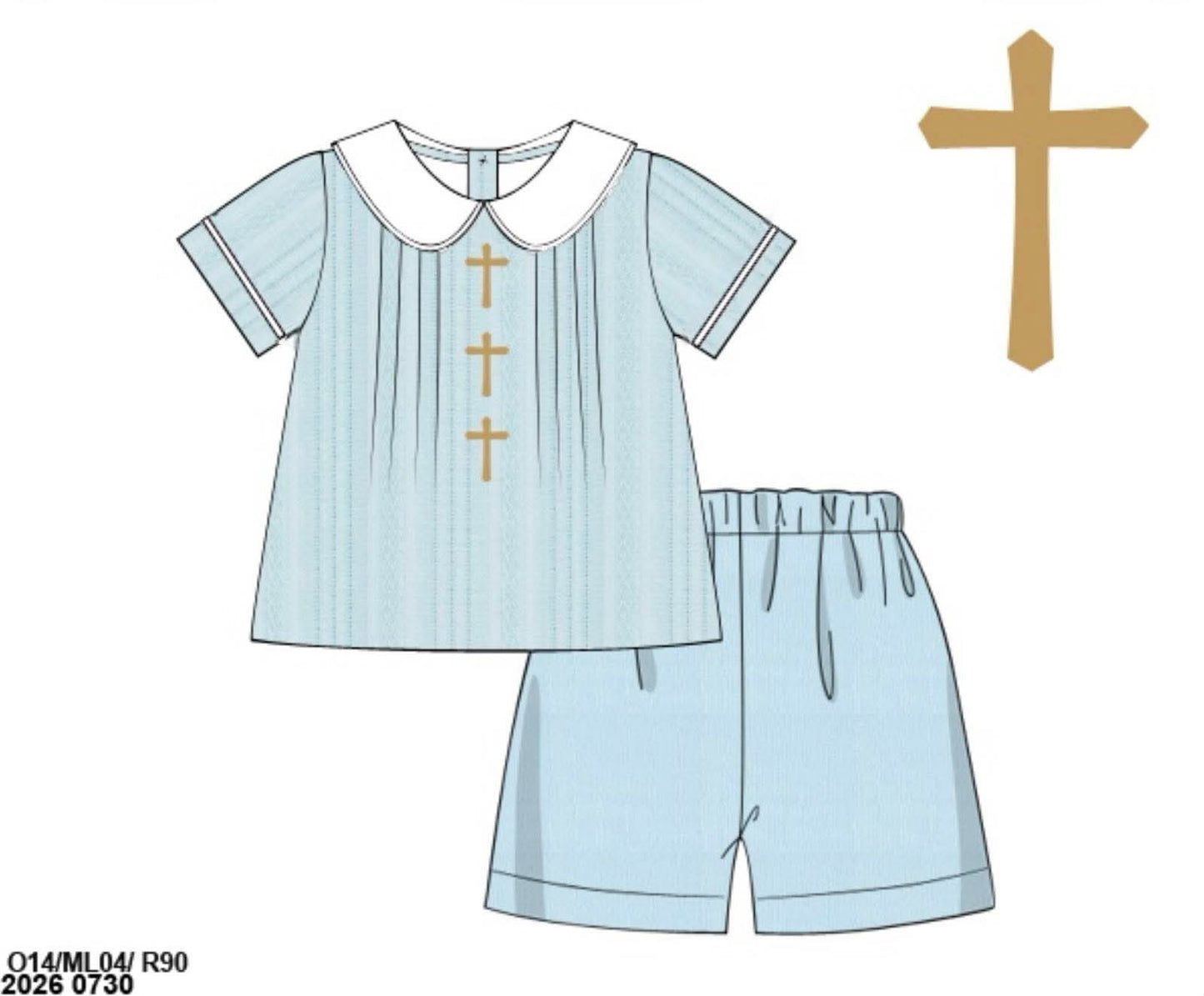 Pre Order 148: Linen Cross- Boys Short Set