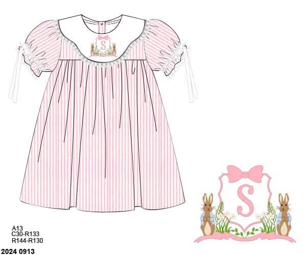 Pre Order 148: Bunny Crest- Girls Woven Dress