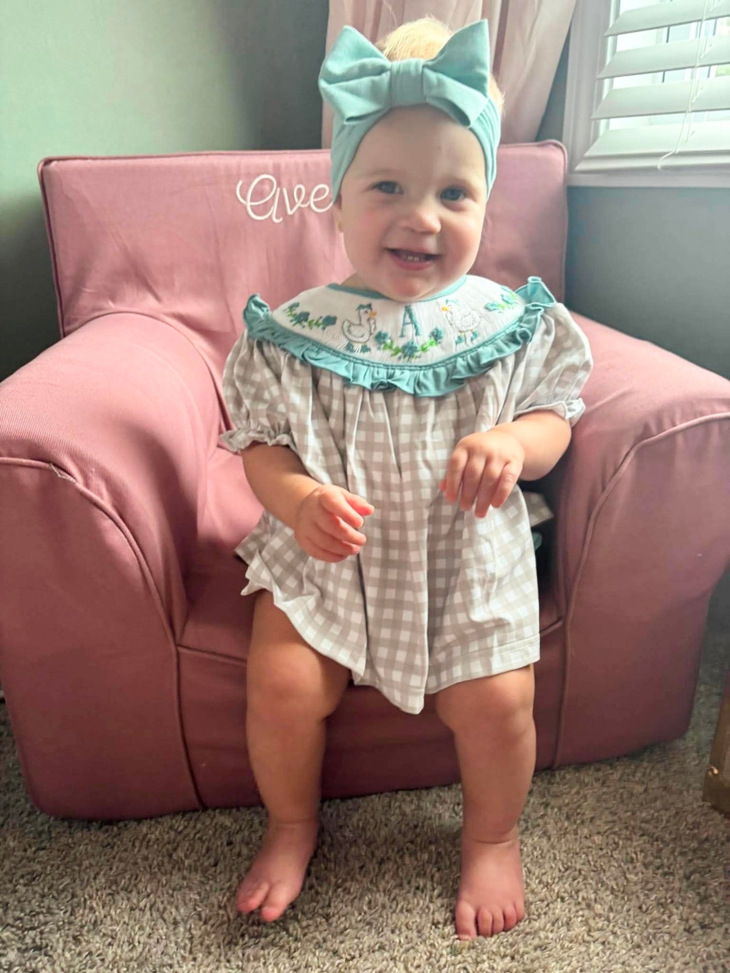 RTS: Granny's Geese- Girls Smocked Knit Bloomer Set (No Monogram)