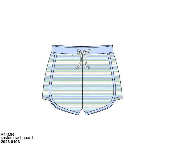 Pre Order 138: Mary-Keene Floral & Stripe - Boys Woven Shortie Swim Shorts