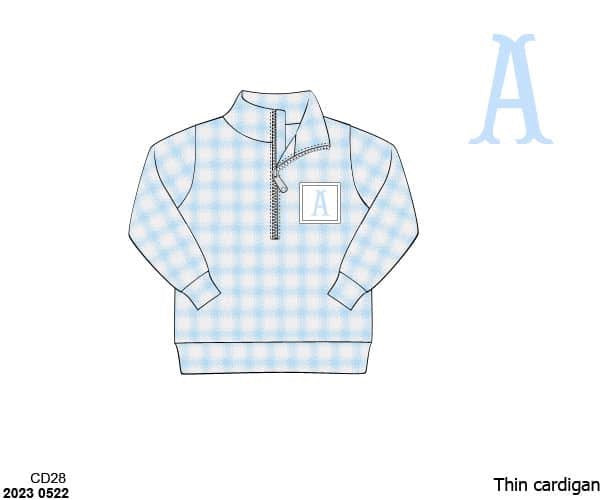 Pre Order 147: Rep Request- Boys Name Smock Blue Check Pullover