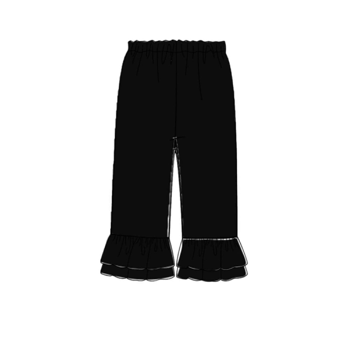 RTS: Mix & Match Bottoms- Girls Black Knit Ruffle Pants