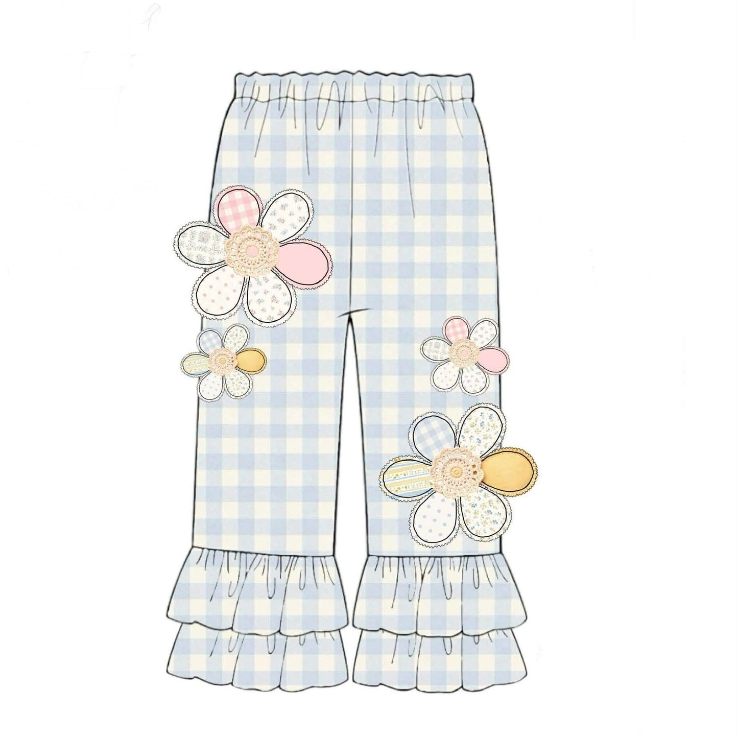 Honey 3: Homestead- Flowers: Girls Appliqué Woven Ruffle Pants