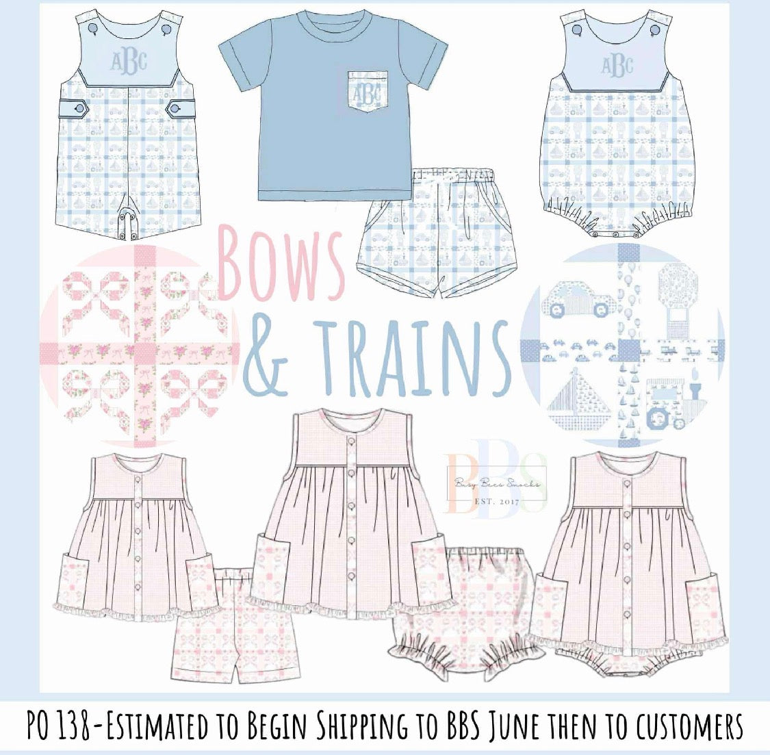 RTS: Bows & Trains- Girls Bloomer Knit Set