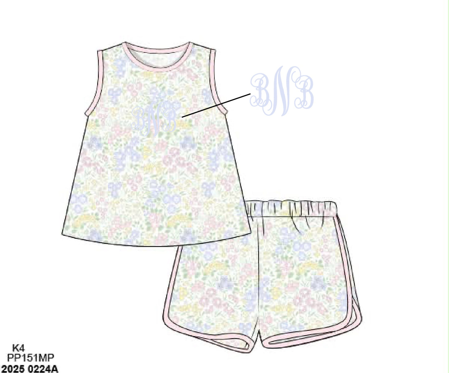Pre Order 148: Girls Playsets, Camis, & Panties- Mom/Mini Izzy Floral Playset