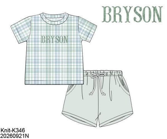 Pre Order 151: Bryson Floral & Plaid- Boys French Knot Shortie Set