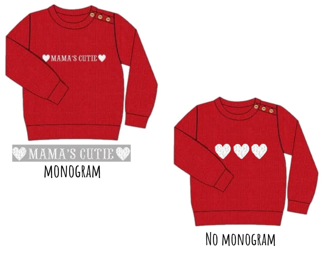 Pre Order 146: Valentines- Boys French Knot Hearts Sweater