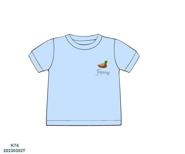 Pre Order 146: Boys Only- Embroidered Duck Knit Shirt