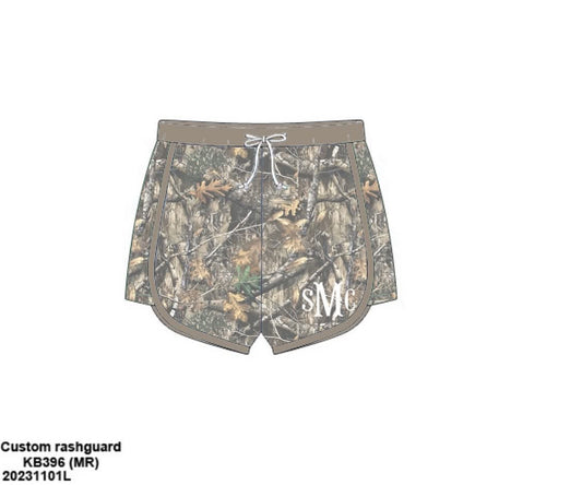 Camo Craze Flash Presale: Swim- Dad/Mini Woven Woodland Shorties