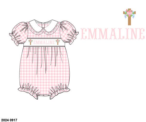 Pre Order 148: Cross Name Smocks- Girls Knit Bubble