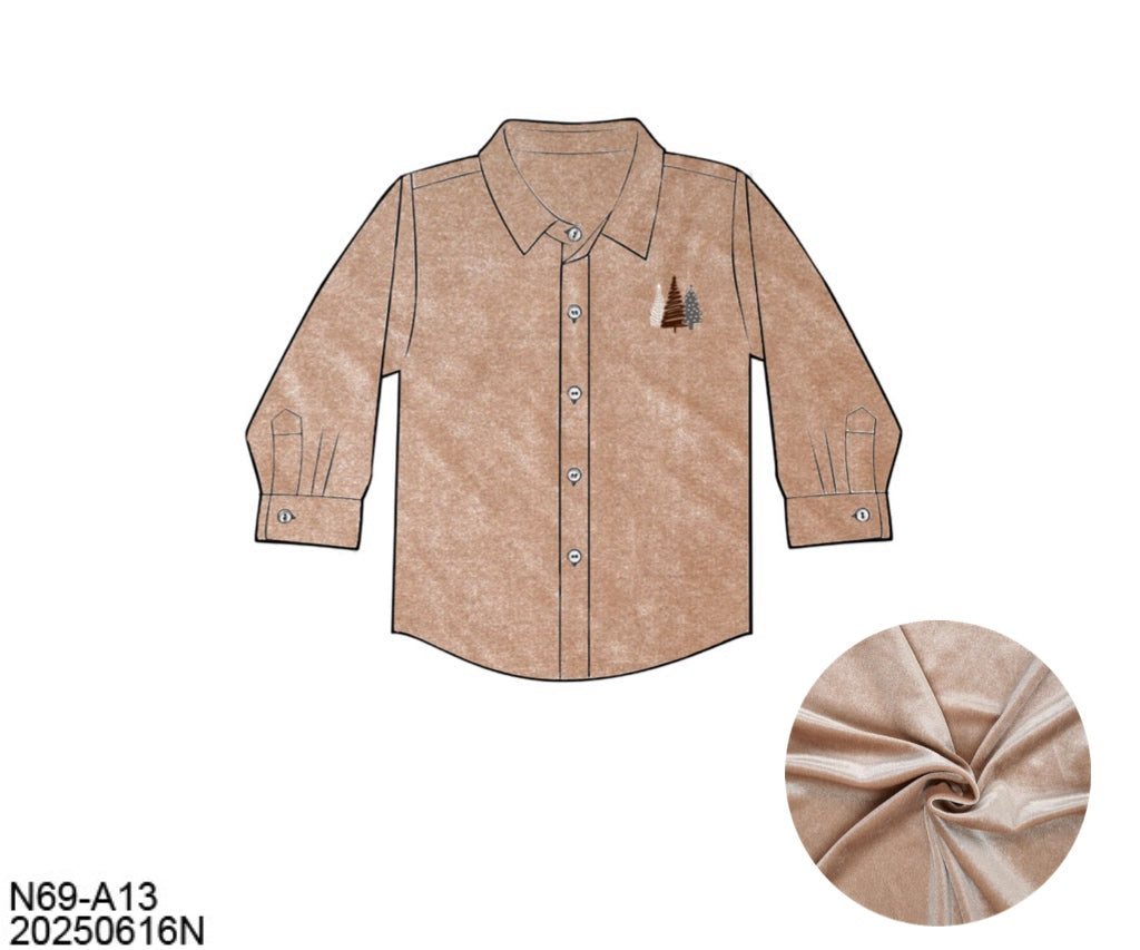 RTS: Velvet Trees- Dad/Mini Button Up Shirt