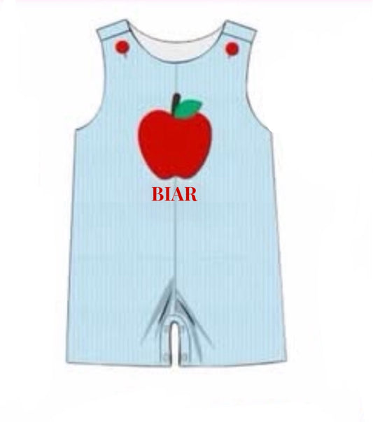 RTS: A is for Apple- Boys Seersucker Shortall “Biar”