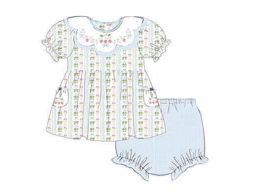 Special Pricing 2.0: Strawberry Wagons- Girls Woven Bloomer Set