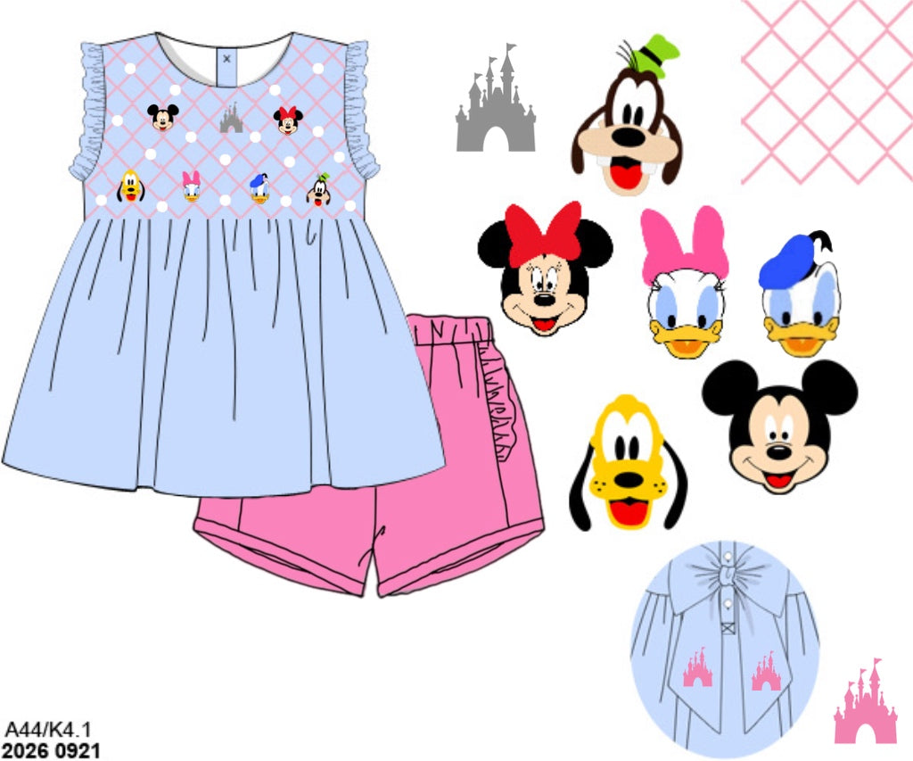 Pre Order 151: Geo Main Street- Girls Smocked Knit Shortie Set
