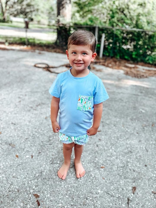 RTS: Flamingo Tropics- Boys Knit Shortie Set