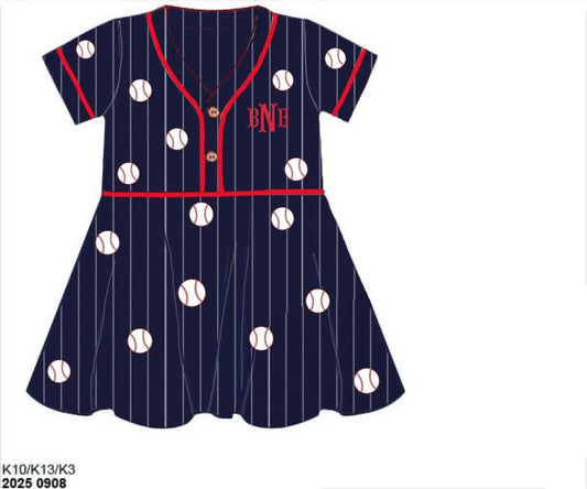 Special Pricing 2.0: Navy Baseball- Girls Knit Dress