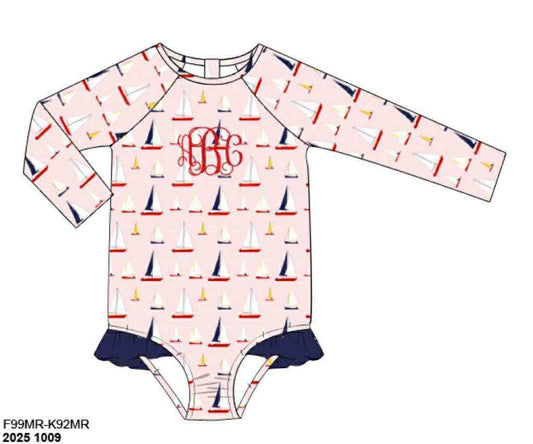 Pre Order 135: Making Waves- Girls Rashguard 1pc Swimsuit