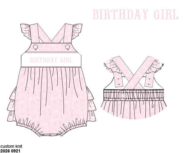 Pre Order 150: Birthday Bash- Girls Name Smock Knit Bubble