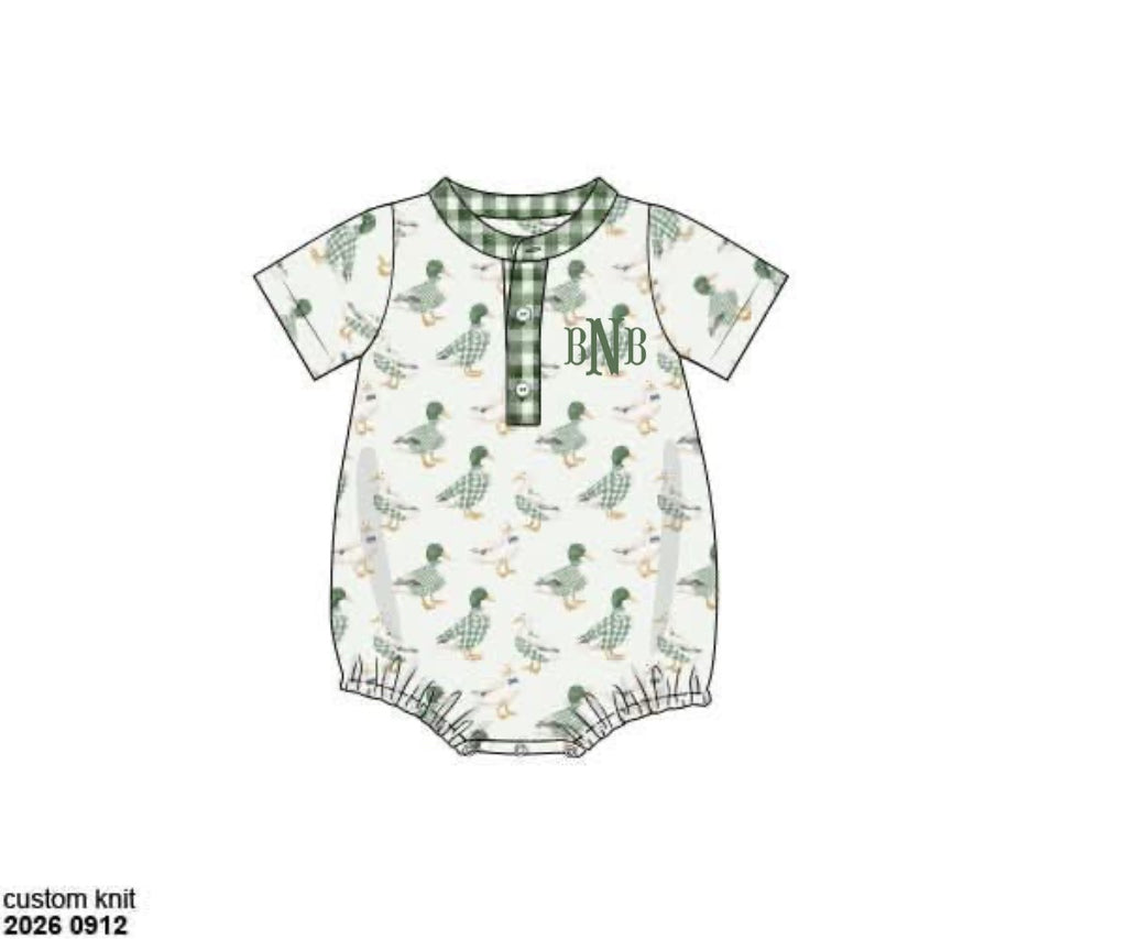 Pre Order 150: Gingham Mallards- Boys Knit Bubble