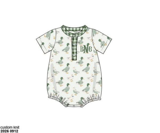 Pre Order 150: Gingham Mallards- Boys Knit Bubble