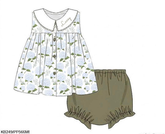 Pre Order 149: Lacey's Hydrangea- Girls Bloomer Set