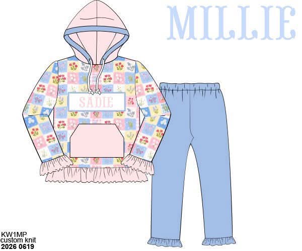 Pre Order 147: Girly Patchwork- Girls Name Smock Hoodie Legging Set