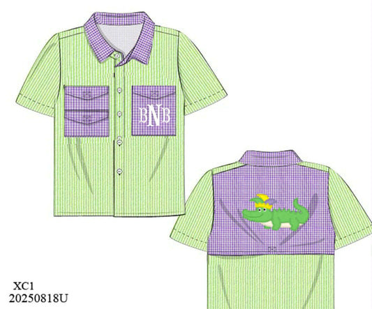 Pre Order 132: Fleur De' Fun- Boys Woven PFG Style Shirt