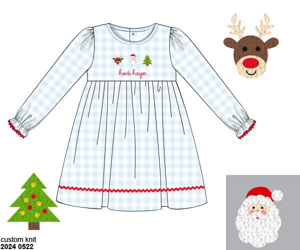 RTS: Festive French Knot- Girls Knit Dress (No Monogram)