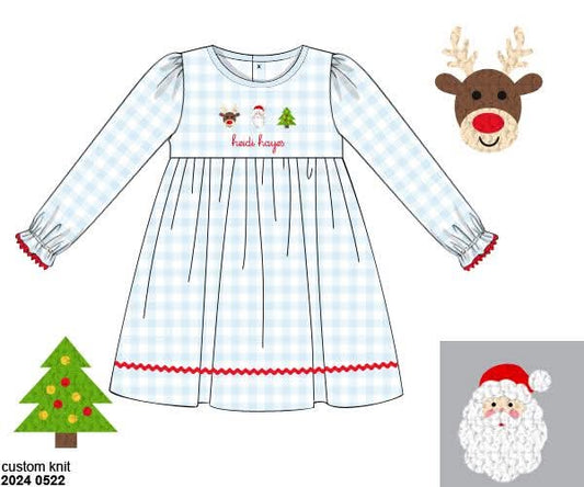 RTS: Festive French Knot- Girls Knit Dress (No Monogram)
