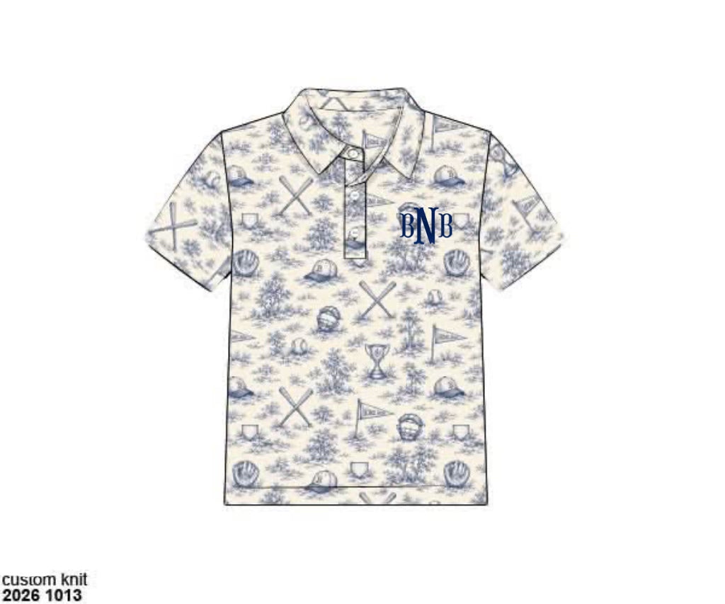 Pre Order 151: Athletic Sets & Polos- Boys Baseball Toile Polo