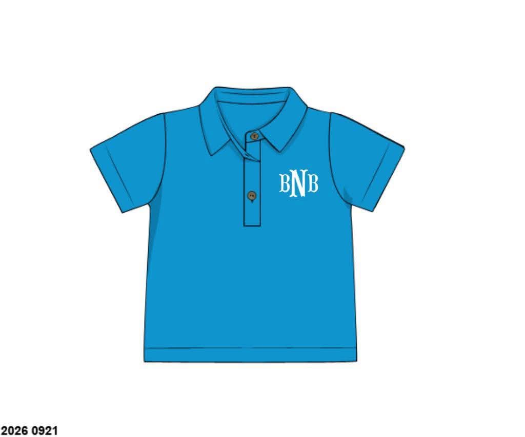 Pre Order 150: Tiki Teal & Lime- Boys Knit Polo