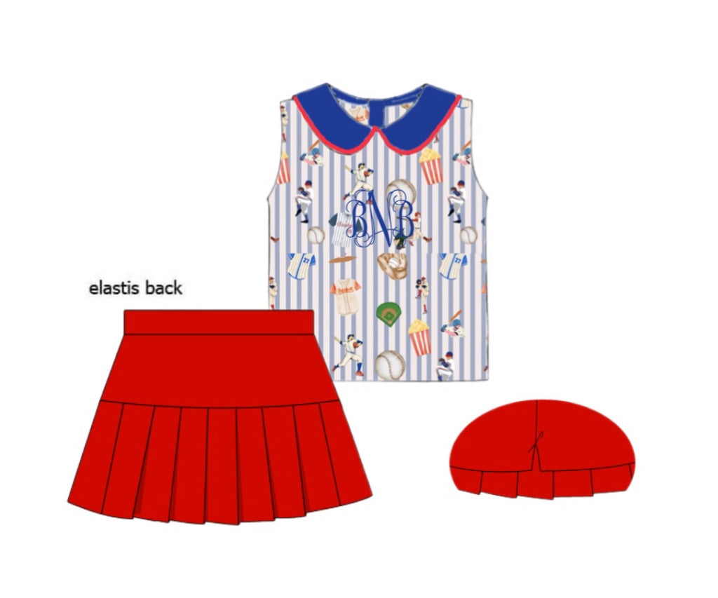 Pre Order 150:  Joshua's Big League- Girls Knit Skort Set