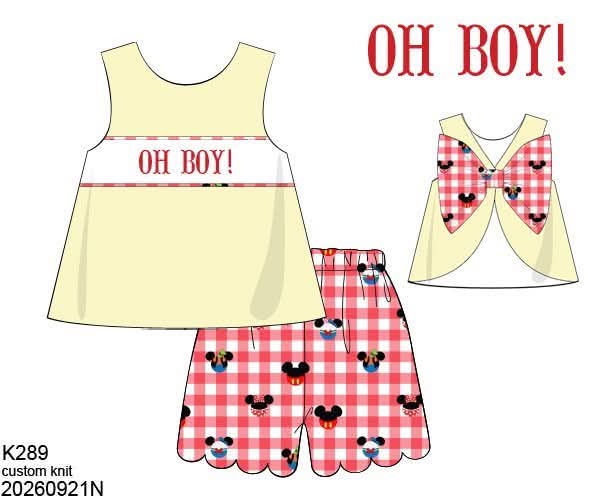 Pre Order 151: Oh Boy!- Girls Name Smock Knit Short Set
