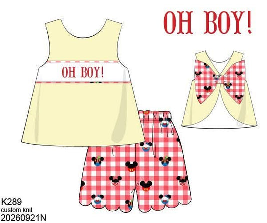 Pre Order 151: Oh Boy!- Girls Name Smock Knit Short Set