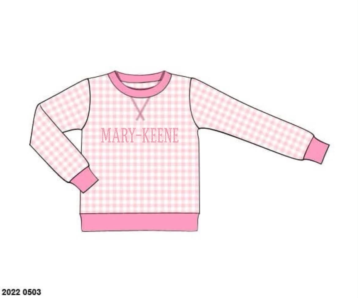Pre Order 145: Mix & Match- Girls Pink Gingham Knit Pullover
